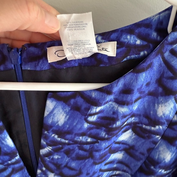 Oscar de la Renta Feathered Silk A-Line Dress - Royal Blue - Size 6 - Picture 6 of 14